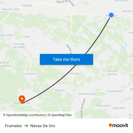 Frumales to Navas De Oro map