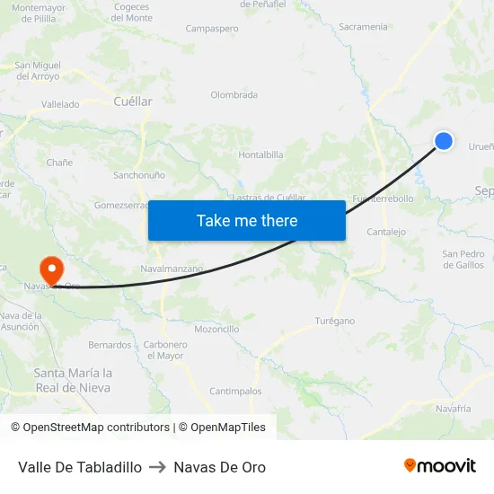 Valle De Tabladillo to Navas De Oro map