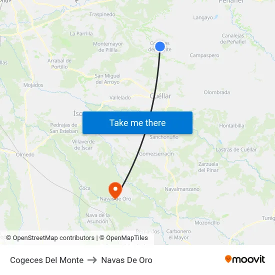Cogeces Del Monte to Navas De Oro map