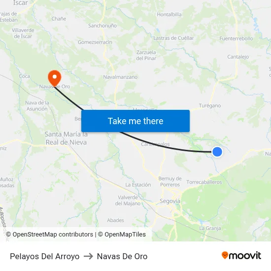 Pelayos Del Arroyo to Navas De Oro map
