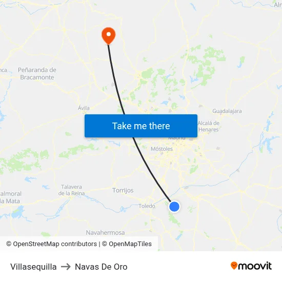 Villasequilla to Navas De Oro map