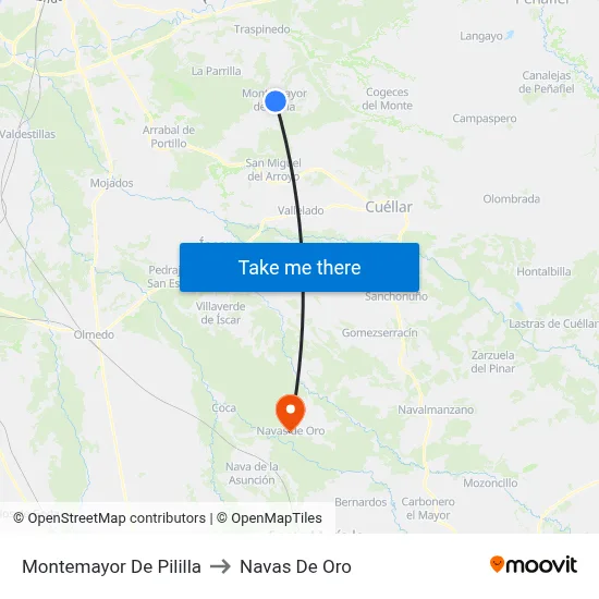 Montemayor De Pililla to Navas De Oro map