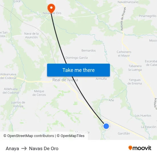 Anaya to Navas De Oro map