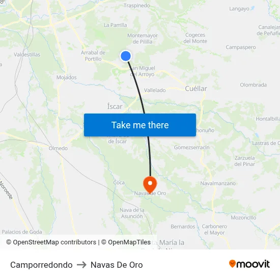 Camporredondo to Navas De Oro map