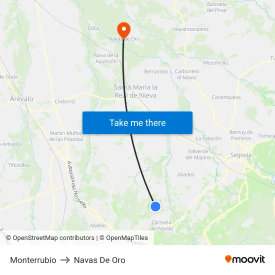 Monterrubio to Navas De Oro map
