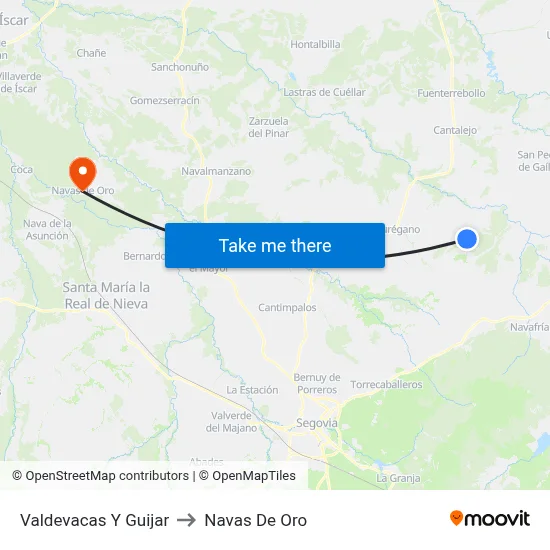 Valdevacas Y Guijar to Navas De Oro map