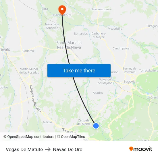 Vegas De Matute to Navas De Oro map
