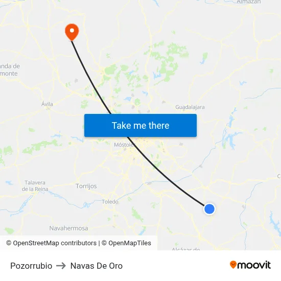 Pozorrubio to Navas De Oro map