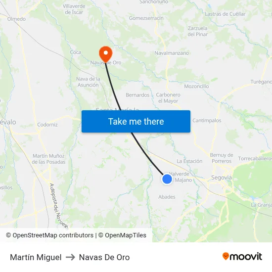 Martín Miguel to Navas De Oro map