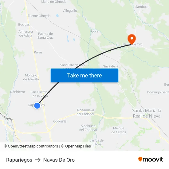 Rapariegos to Navas De Oro map