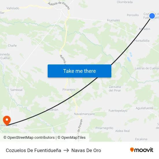 Cozuelos De Fuentidueña to Navas De Oro map