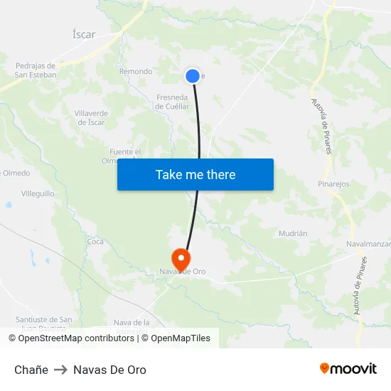 Chañe to Navas De Oro map