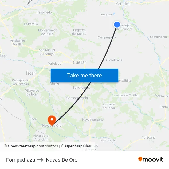 Fompedraza to Navas De Oro map