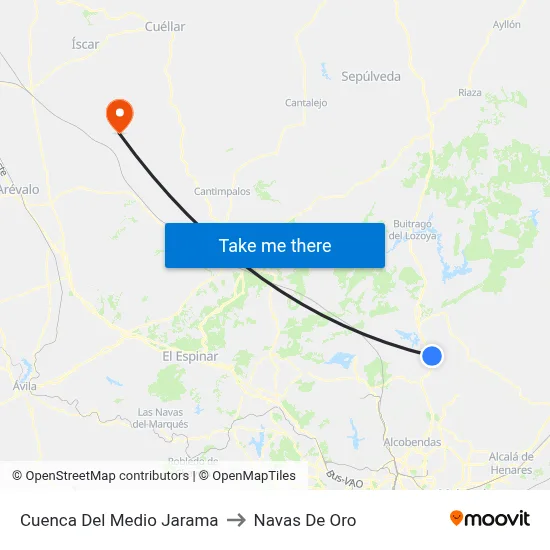 Cuenca Del Medio Jarama to Navas De Oro map