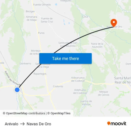Arévalo to Navas De Oro map