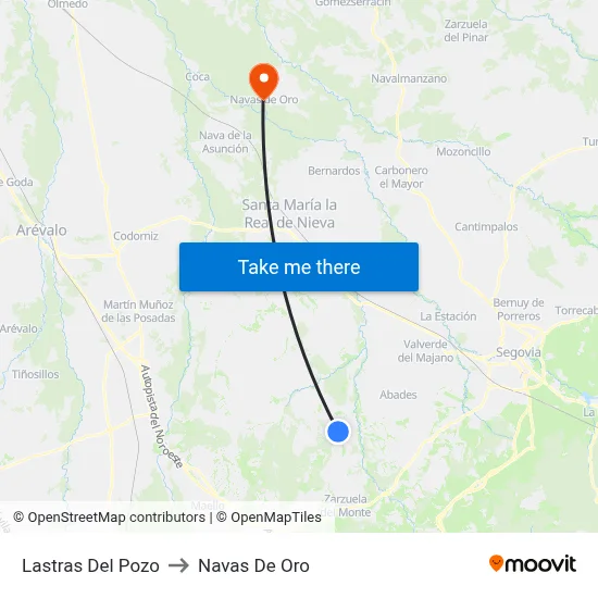 Lastras Del Pozo to Navas De Oro map
