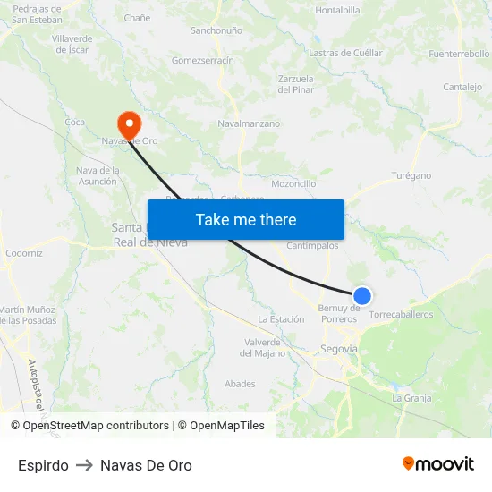Espirdo to Navas De Oro map