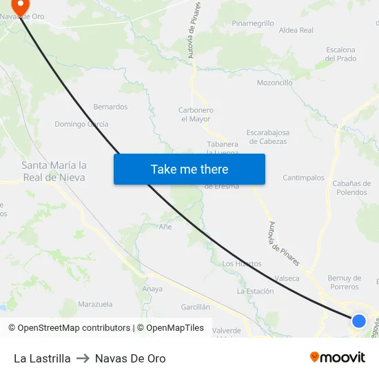 La Lastrilla to Navas De Oro map