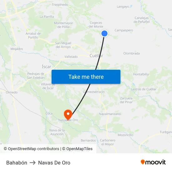 Bahabón to Navas De Oro map