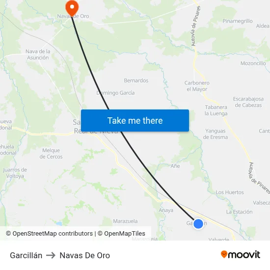 Garcillán to Navas De Oro map