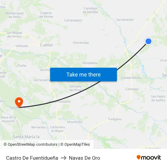 Castro De Fuentidueña to Navas De Oro map