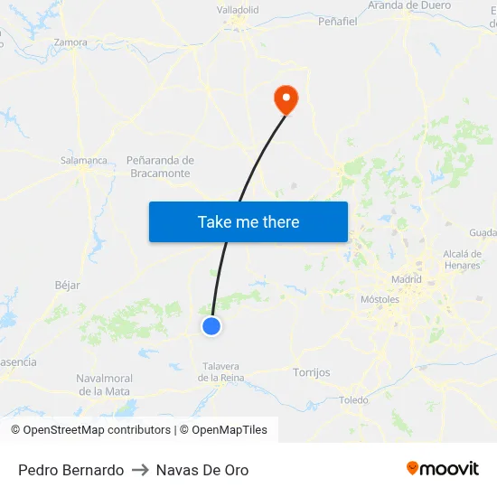 Pedro Bernardo to Navas De Oro map