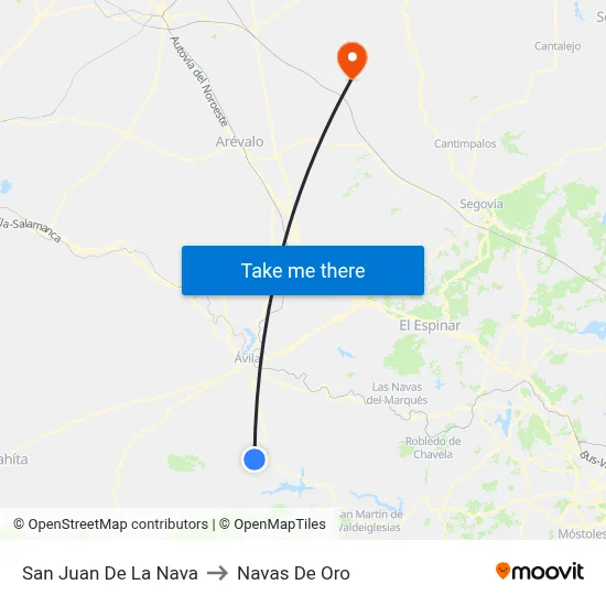 San Juan De La Nava to Navas De Oro map