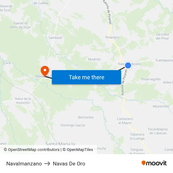Navalmanzano to Navas De Oro map