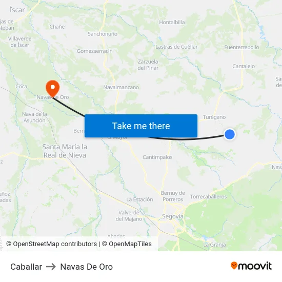 Caballar to Navas De Oro map