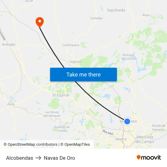 Alcobendas to Navas De Oro map