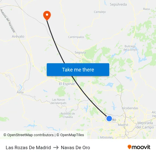Las Rozas De Madrid to Navas De Oro map