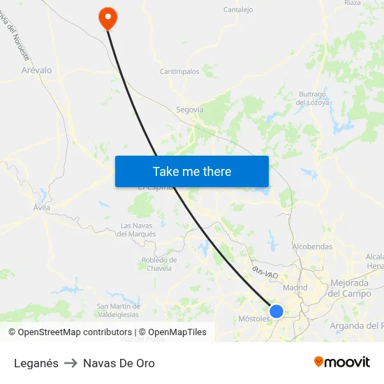 Leganés to Navas De Oro map