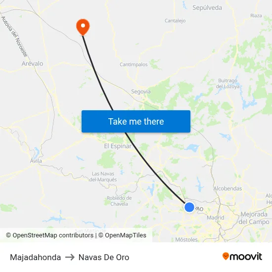 Majadahonda to Navas De Oro map