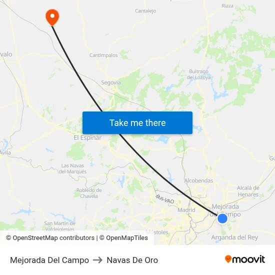 Mejorada Del Campo to Navas De Oro map