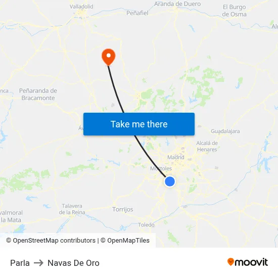 Parla to Navas De Oro map