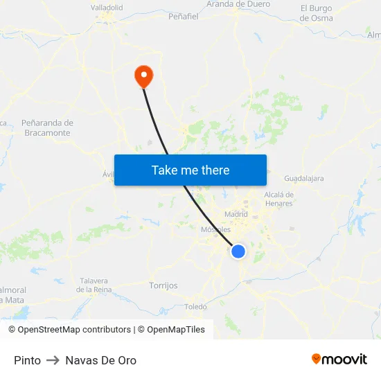 Pinto to Navas De Oro map