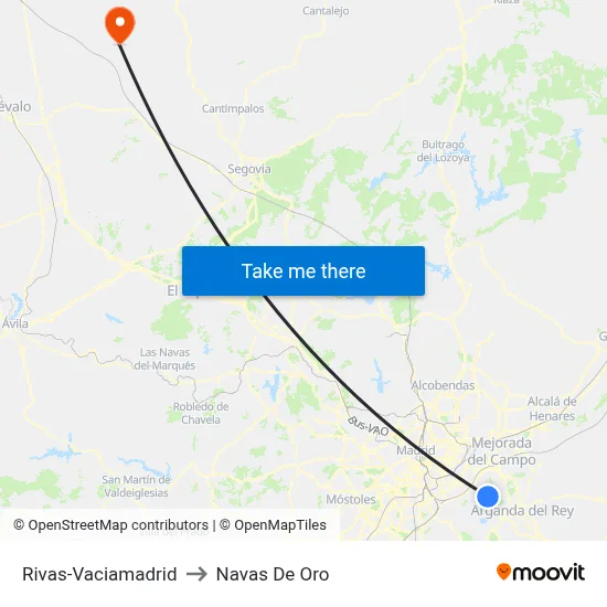 Rivas-Vaciamadrid to Navas De Oro map