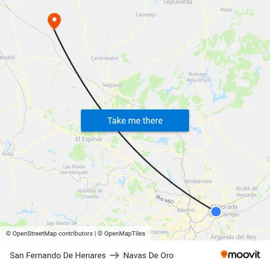 San Fernando De Henares to Navas De Oro map
