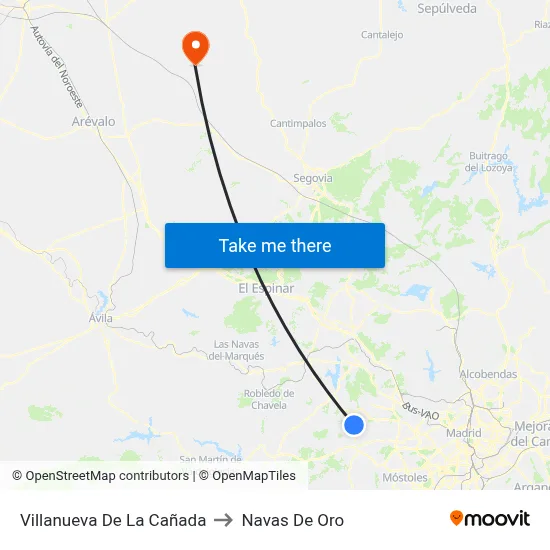 Villanueva De La Cañada to Navas De Oro map