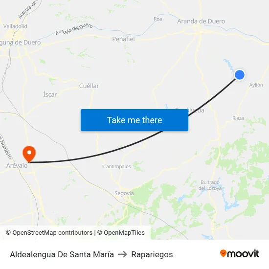 Aldealengua De Santa María to Rapariegos map