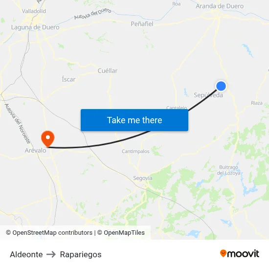 Aldeonte to Rapariegos map