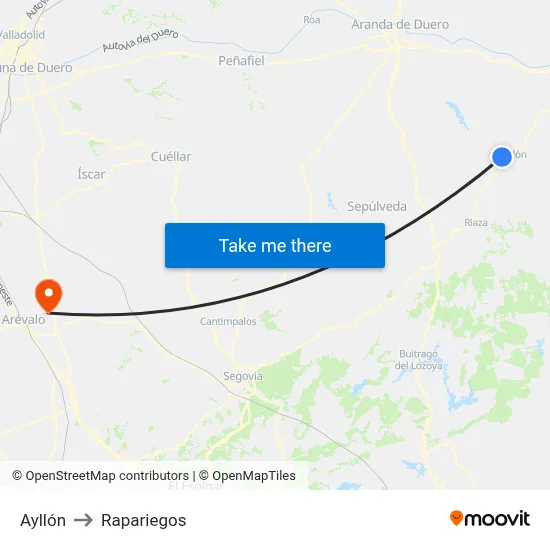 Ayllón to Rapariegos map