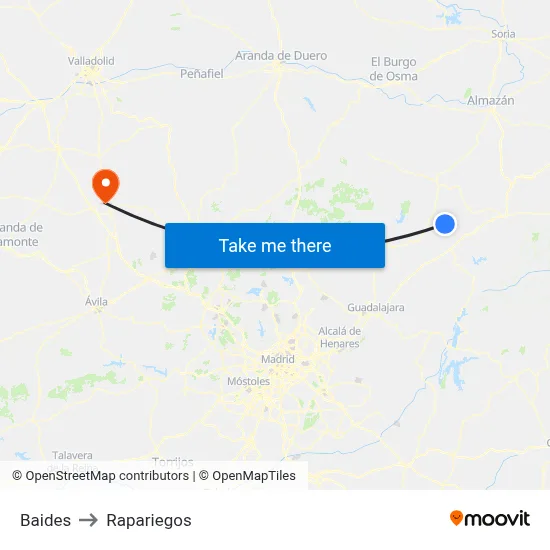 Baides to Rapariegos map