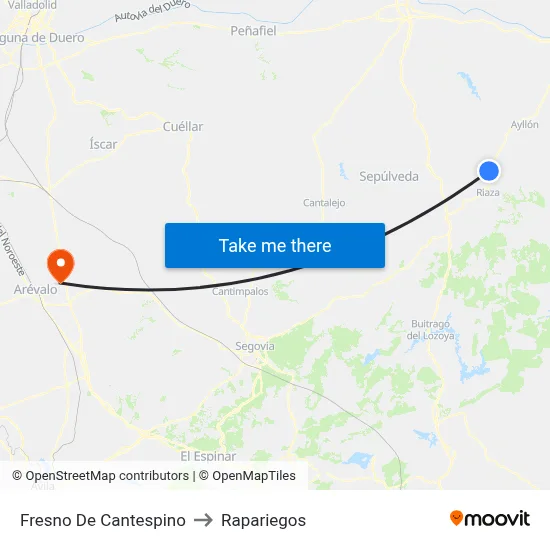 Fresno De Cantespino to Rapariegos map