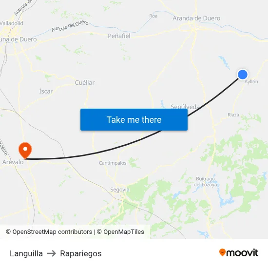 Languilla to Rapariegos map