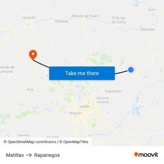 Matillas to Rapariegos map