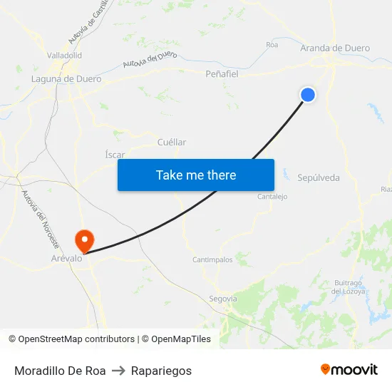 Moradillo De Roa to Rapariegos map