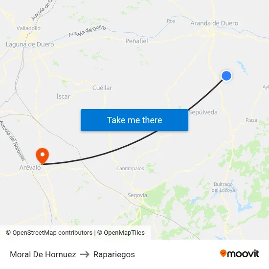 Moral De Hornuez to Rapariegos map