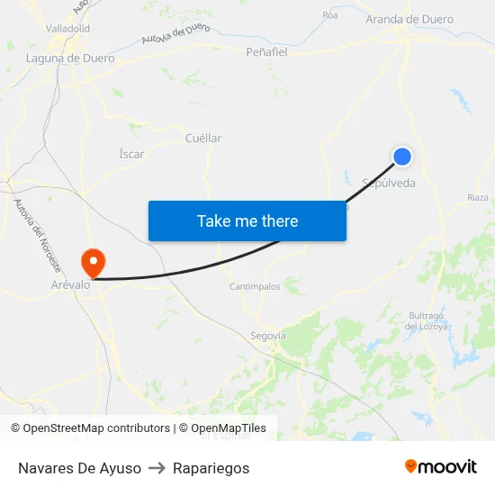 Navares De Ayuso to Rapariegos map