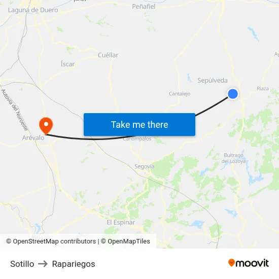 Sotillo to Rapariegos map
